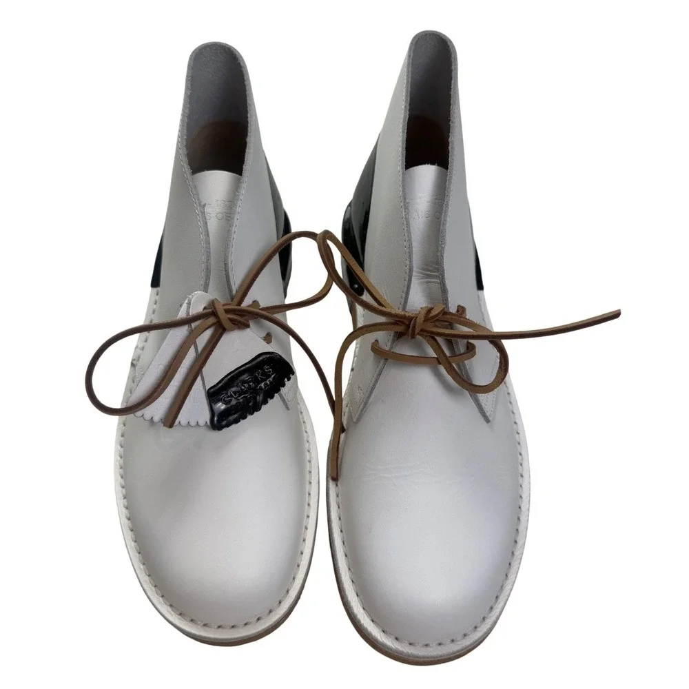 Clarks Originals Desert Boot White Black Dipped Patent Leather Chukka US 7M UK6G
